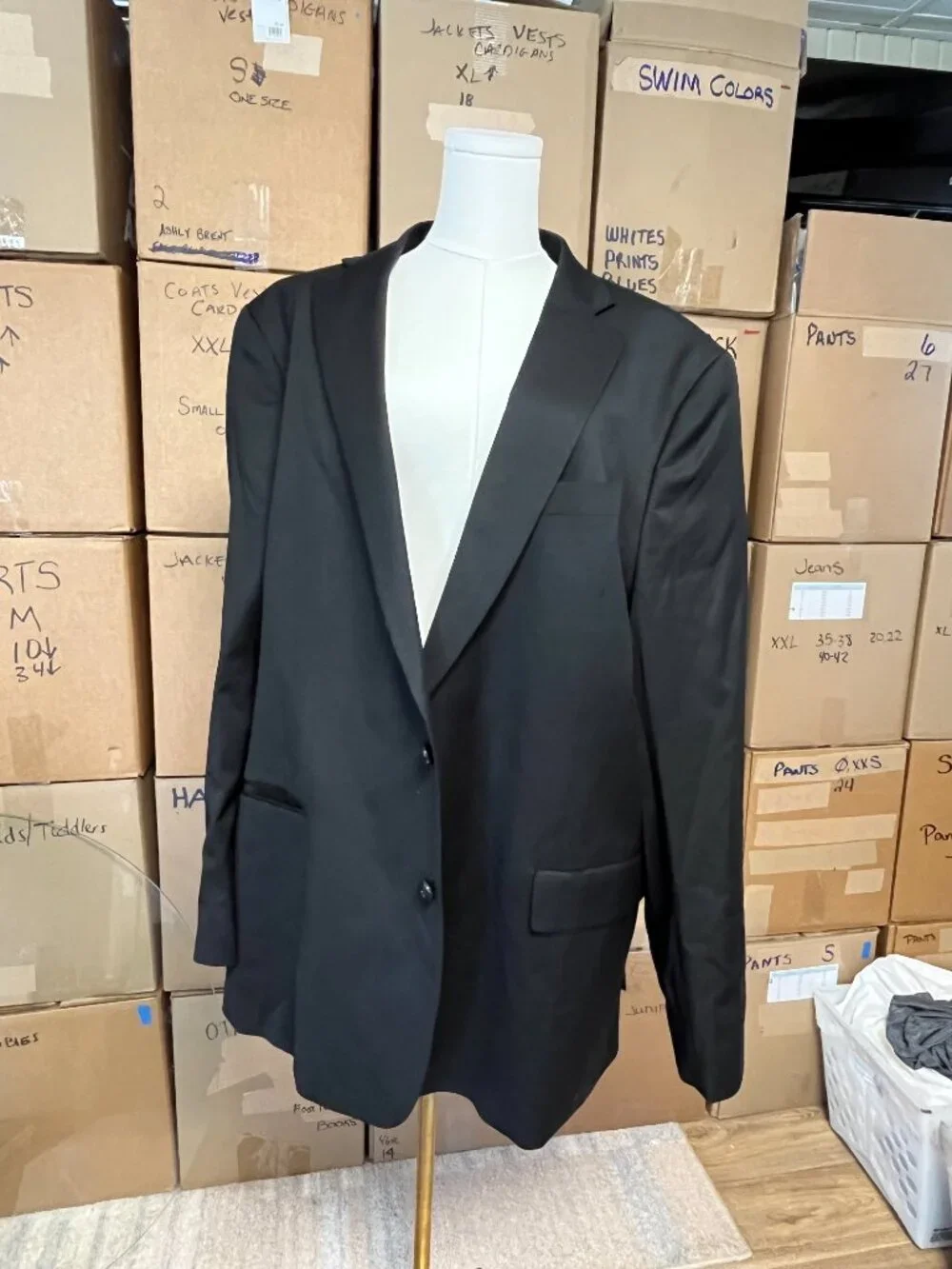 Stafford Classic Fit Coolmax Wool Blend Black Blazer Sport Coat 50 Long